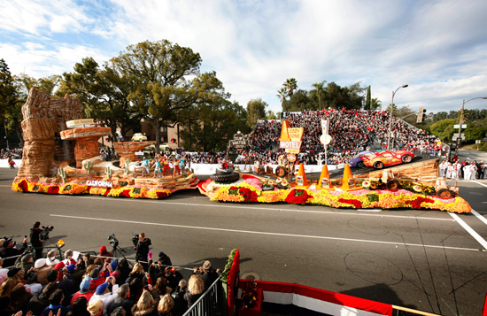 Shot of the entire Cars Land float