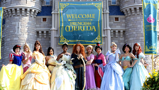 Merida, the heroine from the Disney●Pixar film, “Brave,” was officially welcomed into Disney royalty earlier today in a ceremony held at Cinderella Castle at Magic Kingdom Park.