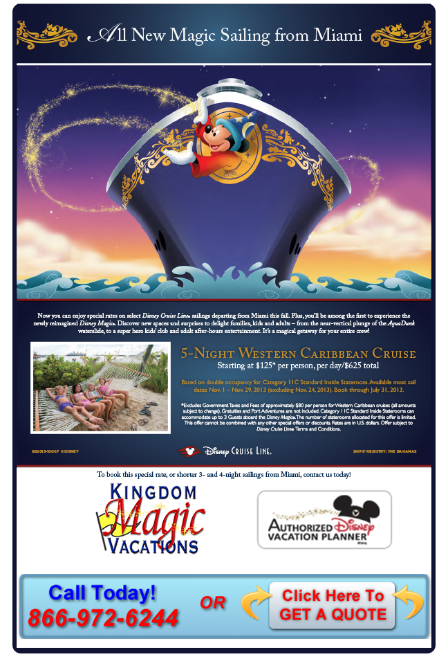 Contact Kingdom Magic to Book Your Disney Magic Cruise Today!