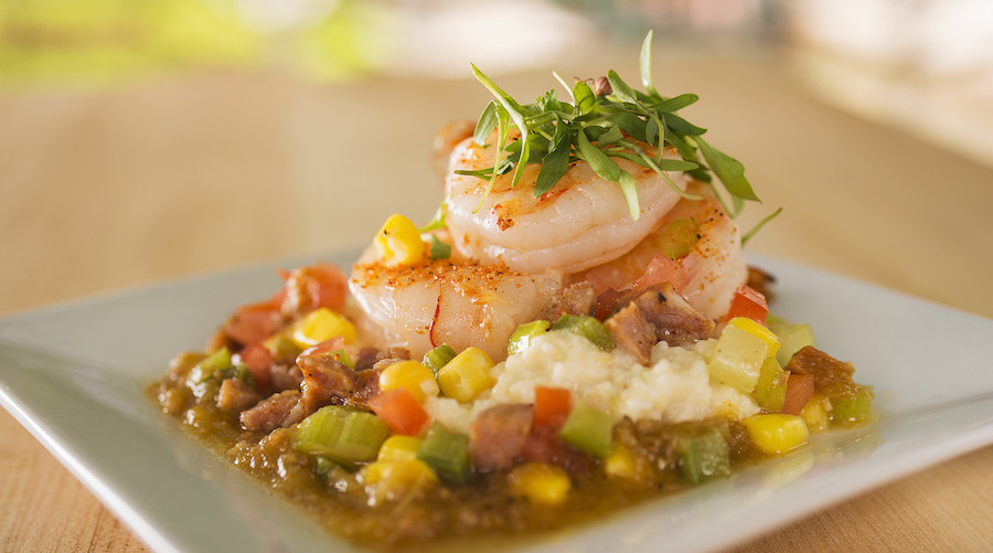 The new Florida Fresh garden marketplace at Epcot International Flower & Garden Festival (March 6-May 19) features Shrimp and Stone Ground Grits with Andouille Sausage, fresh Zellwood Corn, Tomatoes and Cilantro. It’s the festival’s first year to feature garden- and backyard-living-inspired food and beverage items at a dozen marketplace locations around the World Showcase promenade. Epcot is located at Walt Disney World Resort in Lake Buena Vista, Fla. (Matt Stroshane, photographer)