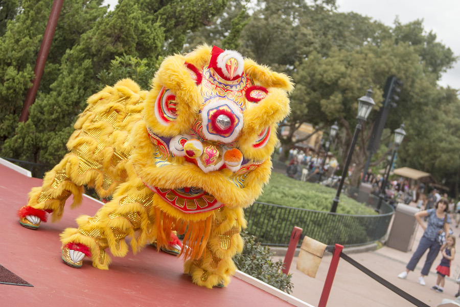 Performed in the China pavilion at Epcot, the Chinese Lion Dance honors holidays such as the Lunar New Year and Lantern Festival. Throughout the theme park's World Showcase, countries celebrate their own unique holiday traditions with storytellers and entertainment during Holidays Around the World. Epcot is located at Walt Disney World Resort in Lake Buena Vista, Fla. (Charlie Champagne, photographer)